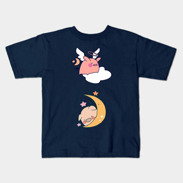Moon Pigs Kids T-Shirt by saradaboru